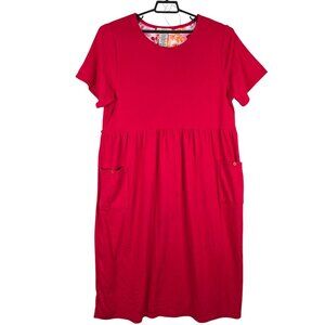 Womens White Stag Red Stretch Dress Short Sleeve Polyester Cotton Blend 16W